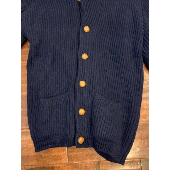 The Scotch House Mens Blue Wool Rib Knit Long Sleeve Cardigan Sweater, Size L - Picture 4 of 5